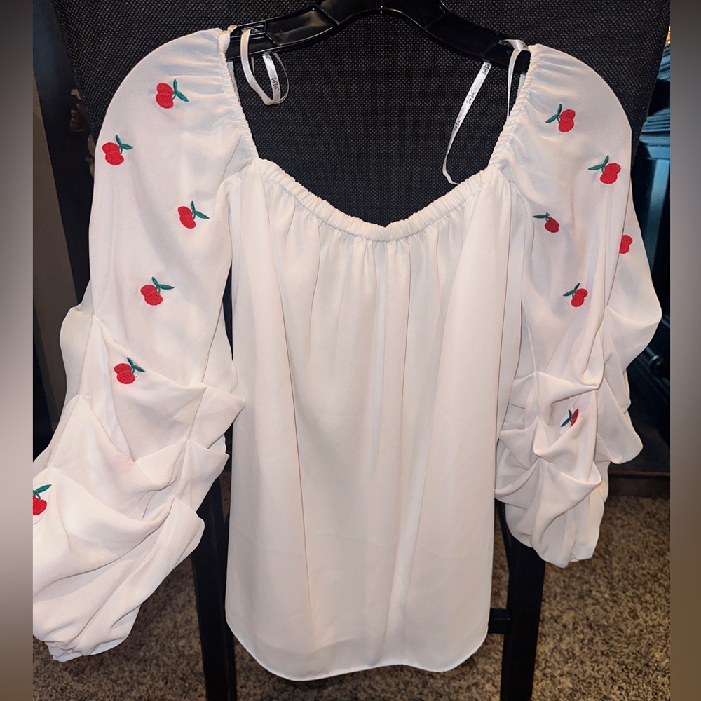 Cherry off the shoulders top